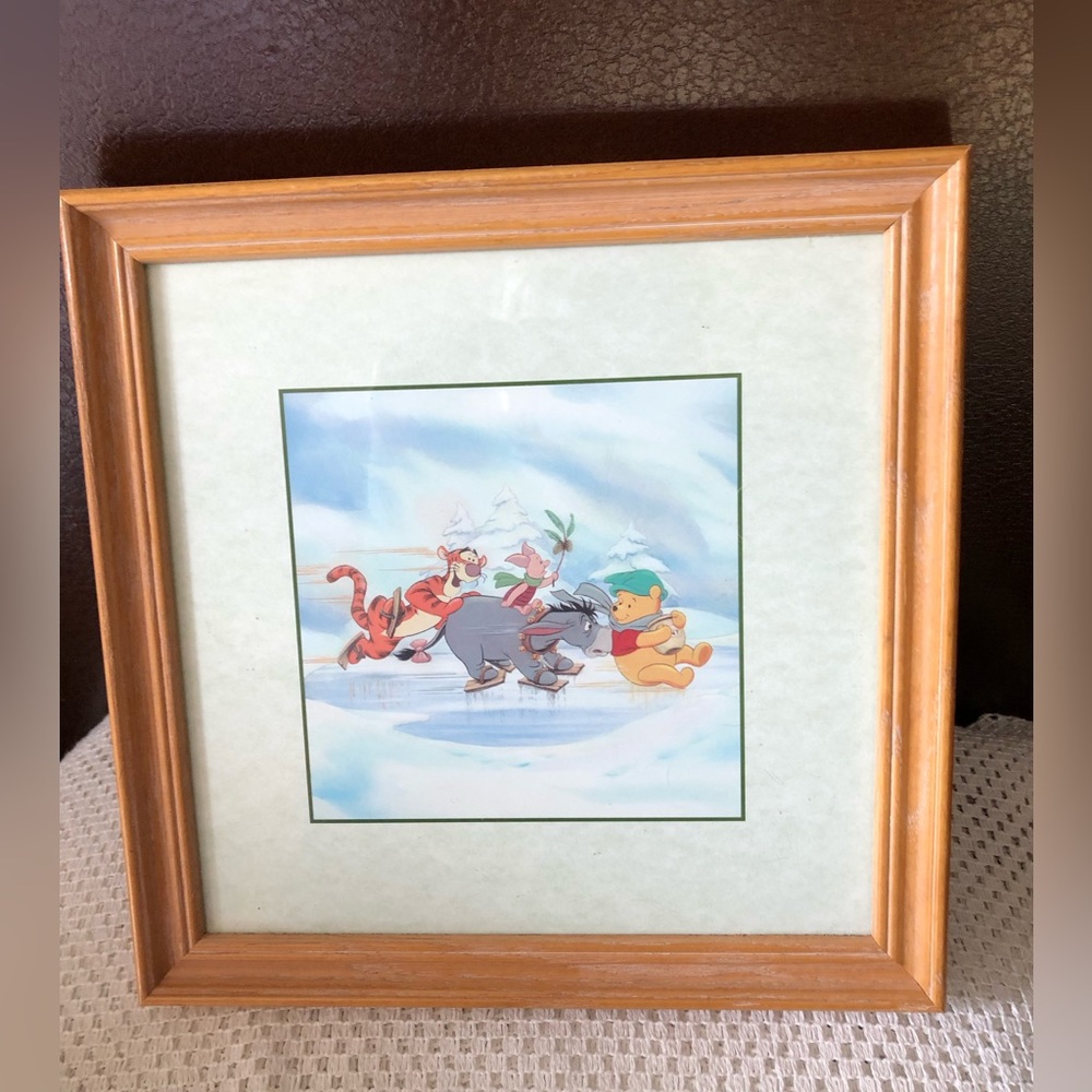 100 Acre Wood Four Seasons of Winnie the Pooh Framed Art (Winter Ice Skating)
